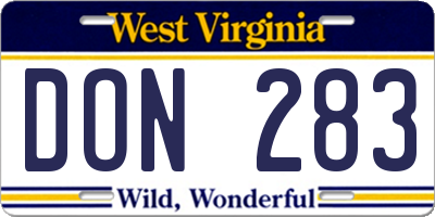 WV license plate DON283