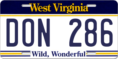 WV license plate DON286