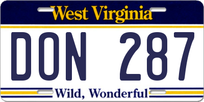 WV license plate DON287