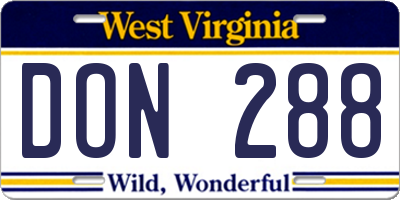 WV license plate DON288