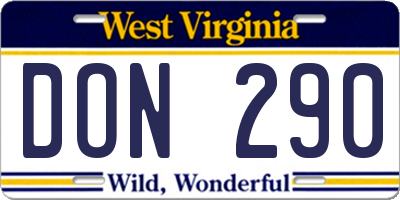WV license plate DON290
