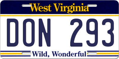 WV license plate DON293