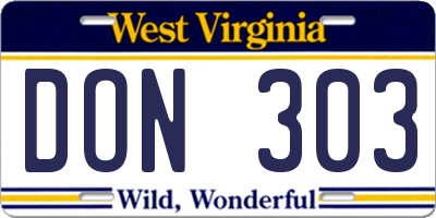 WV license plate DON303