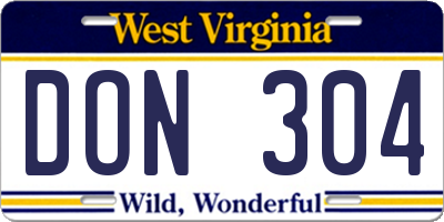 WV license plate DON304