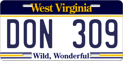WV license plate DON309