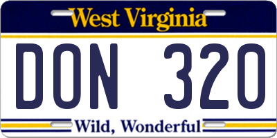 WV license plate DON320