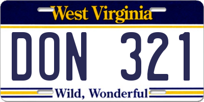 WV license plate DON321