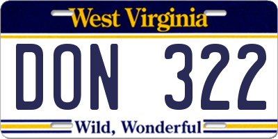 WV license plate DON322