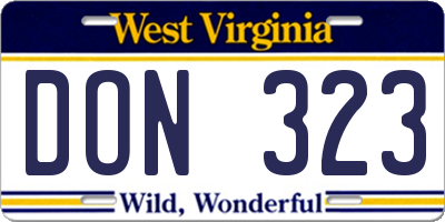 WV license plate DON323