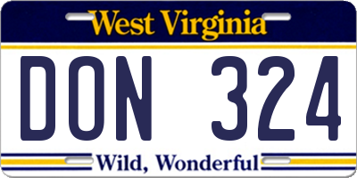 WV license plate DON324
