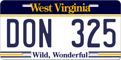 WV license plate DON325