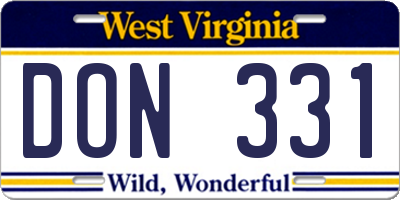 WV license plate DON331