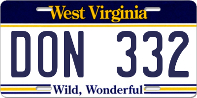 WV license plate DON332