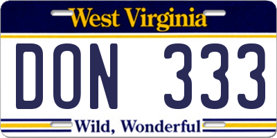 WV license plate DON333