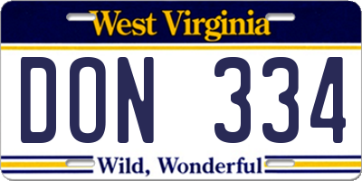 WV license plate DON334