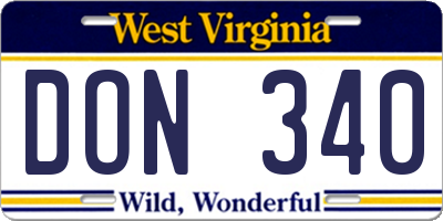 WV license plate DON340
