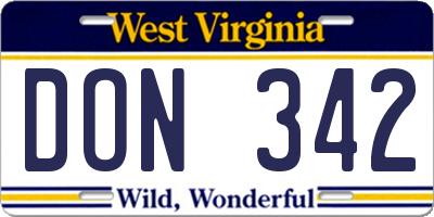 WV license plate DON342
