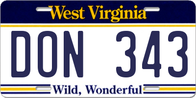 WV license plate DON343