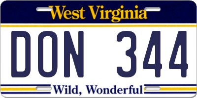 WV license plate DON344