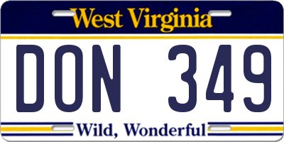 WV license plate DON349