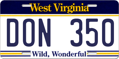 WV license plate DON350
