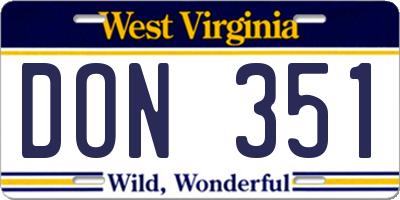 WV license plate DON351