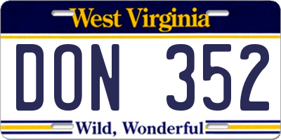 WV license plate DON352