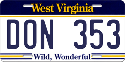 WV license plate DON353