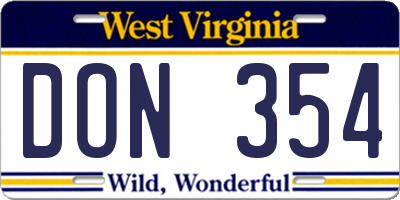 WV license plate DON354
