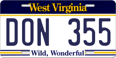 WV license plate DON355