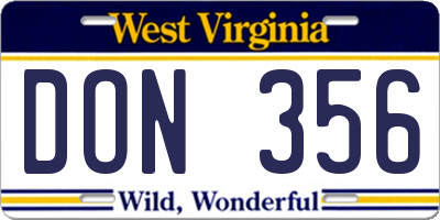 WV license plate DON356