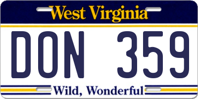 WV license plate DON359