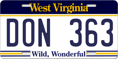 WV license plate DON363