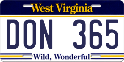 WV license plate DON365