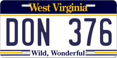 WV license plate DON376