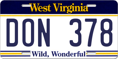 WV license plate DON378