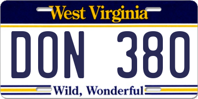 WV license plate DON380