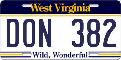 WV license plate DON382