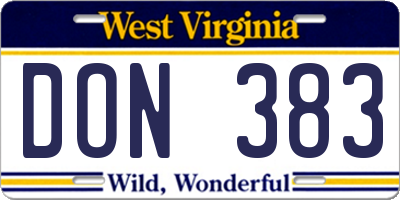 WV license plate DON383