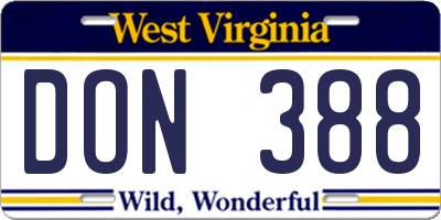 WV license plate DON388