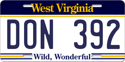 WV license plate DON392