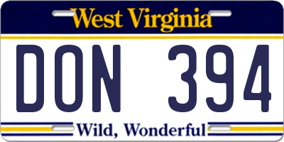 WV license plate DON394
