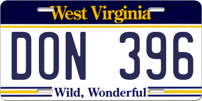 WV license plate DON396