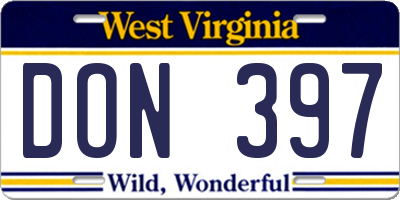 WV license plate DON397