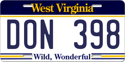 WV license plate DON398