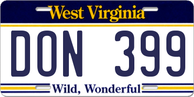 WV license plate DON399