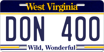 WV license plate DON400