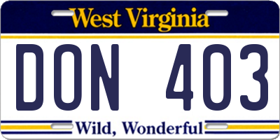 WV license plate DON403
