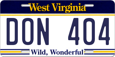 WV license plate DON404