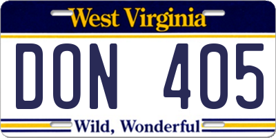 WV license plate DON405